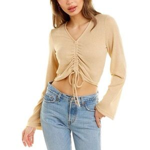 NWT Mimosa tan long sleeve cropped shirt